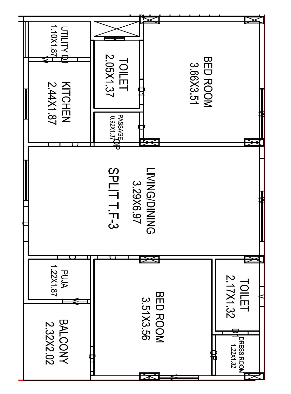 Floor plan of 2 BHK 1260 Sq. Ft. Apartment in Sri Rama Sai Enclave, Vizag