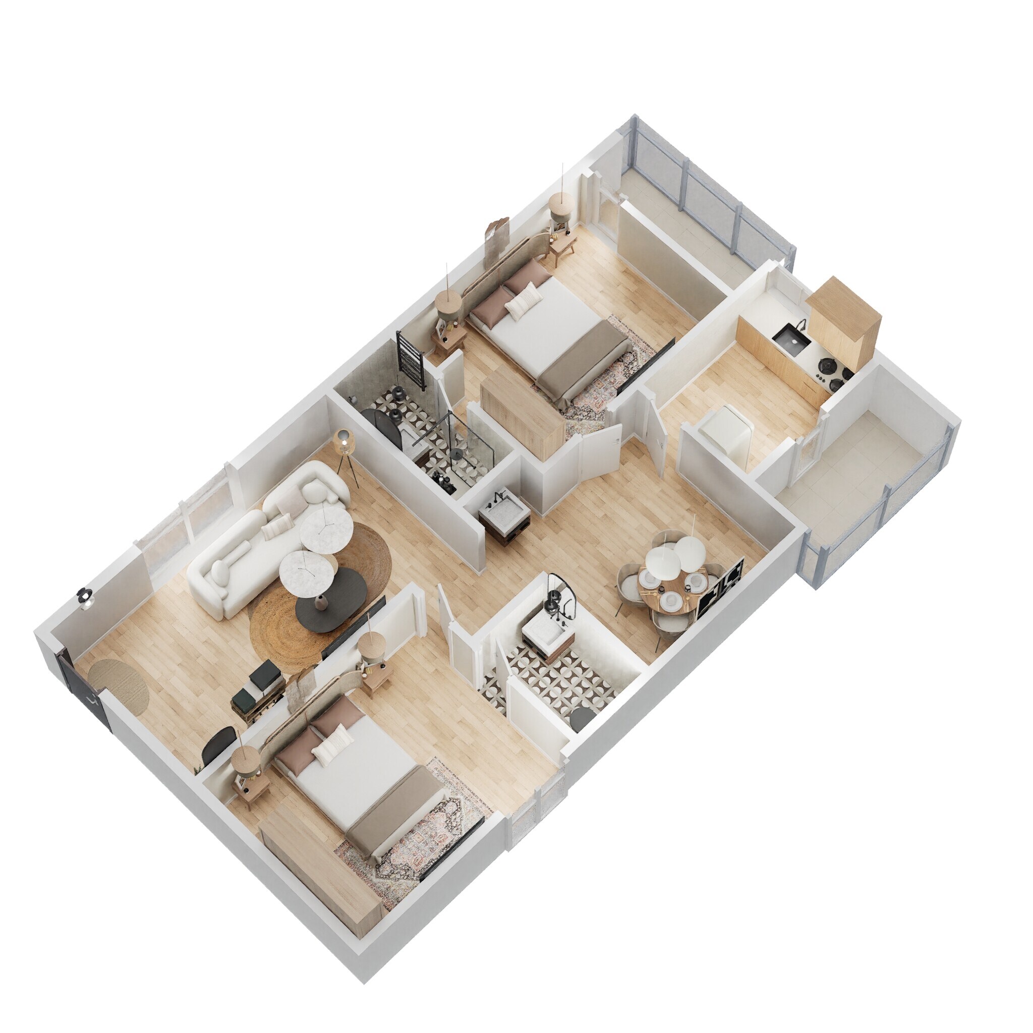 Floor plan of 2 BHK Apartment - 1125 sq. ft. in Sri Sky Gardens, Vizag