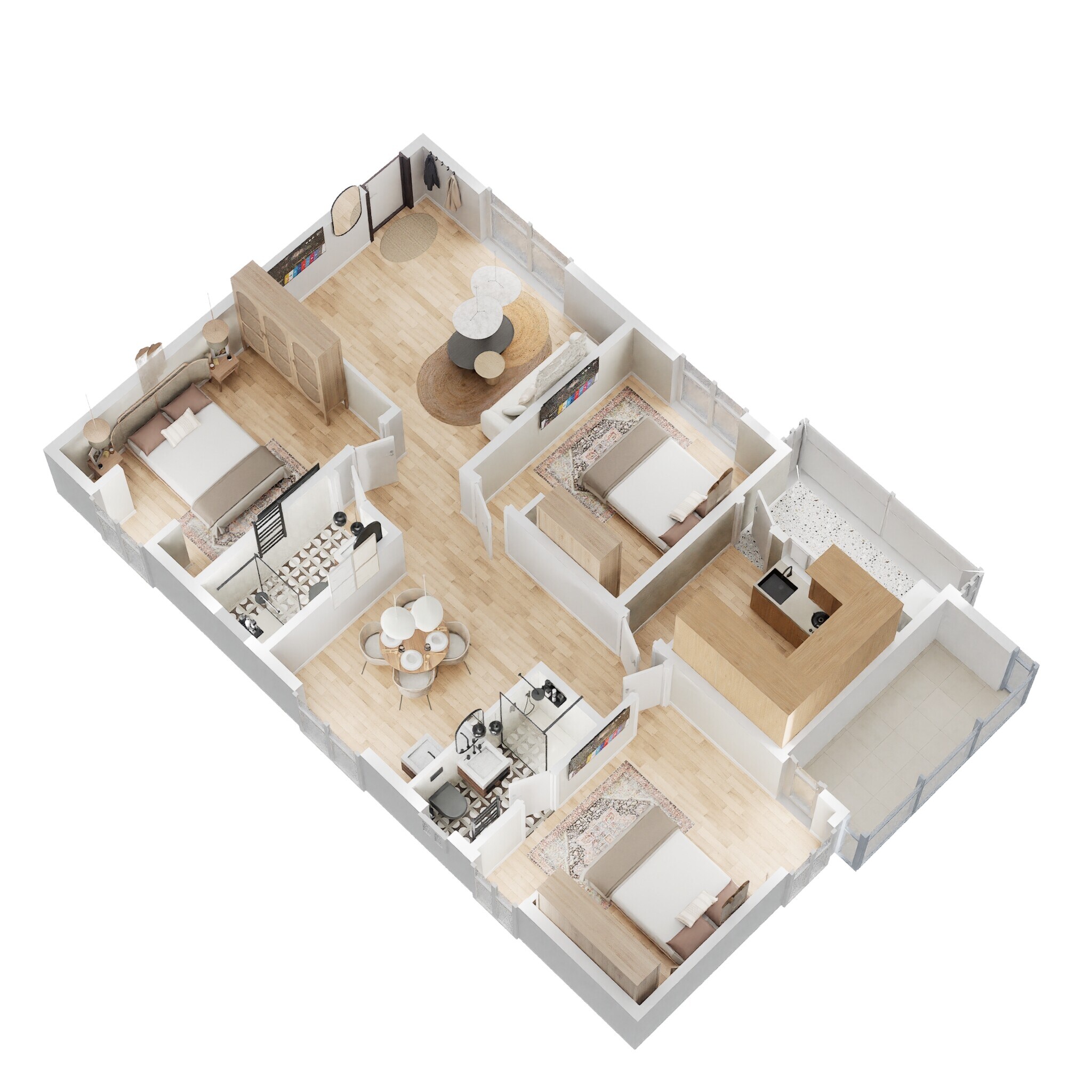 Floor plan of 3 BHK Apartment - 1375 sq. ft. in Sri Sky Gardens, Vizag