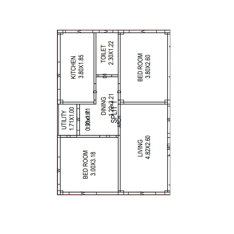Floor plan of 2 BHK 920 Sq. Ft. Apartment in SS Kyathi Enclave, Vizag