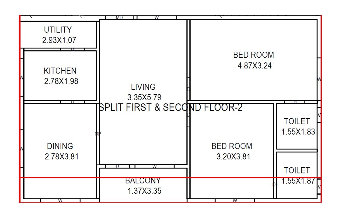 Floor plan of 2 BHK 1307 Sq. Ft. Apartment in SSV Surya Heaven, Vizag