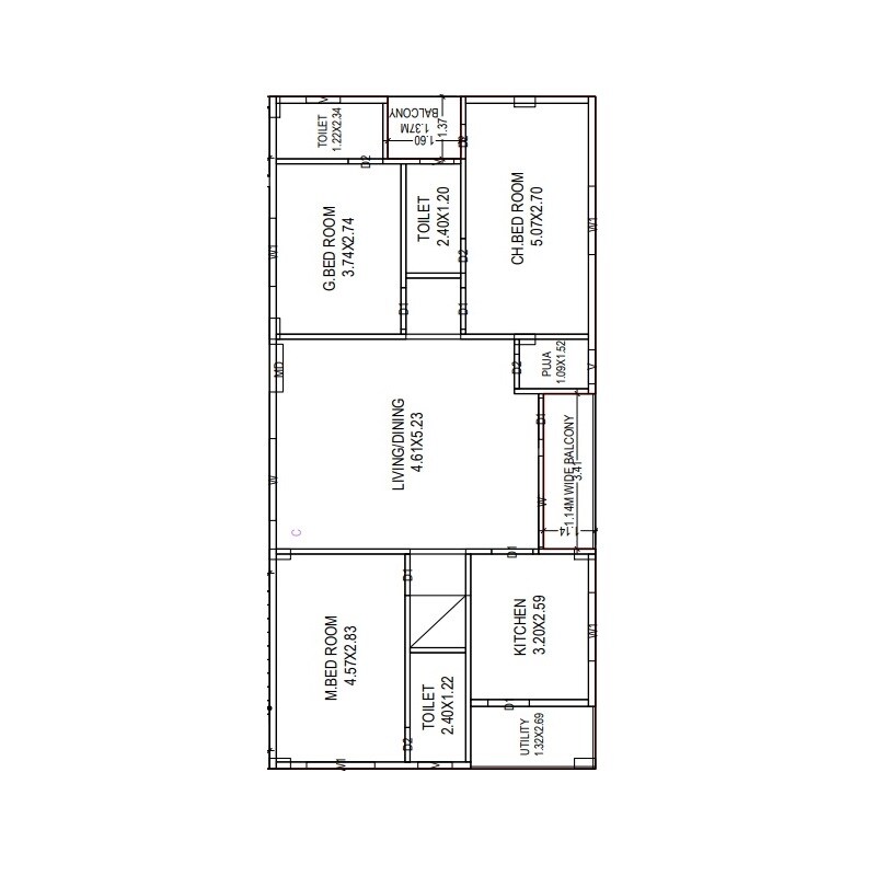 Floor plan of 3 BHK 1525 Sq. Ft. Apartment in Stellar Meadows, Vizag