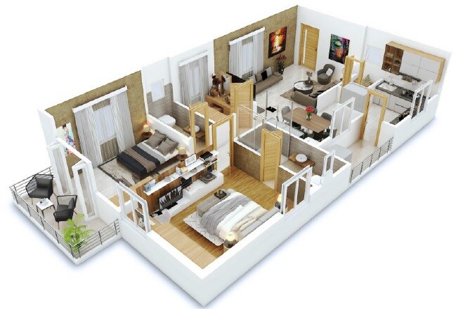 2 BHK 1233 Sq. Ft. Apartment