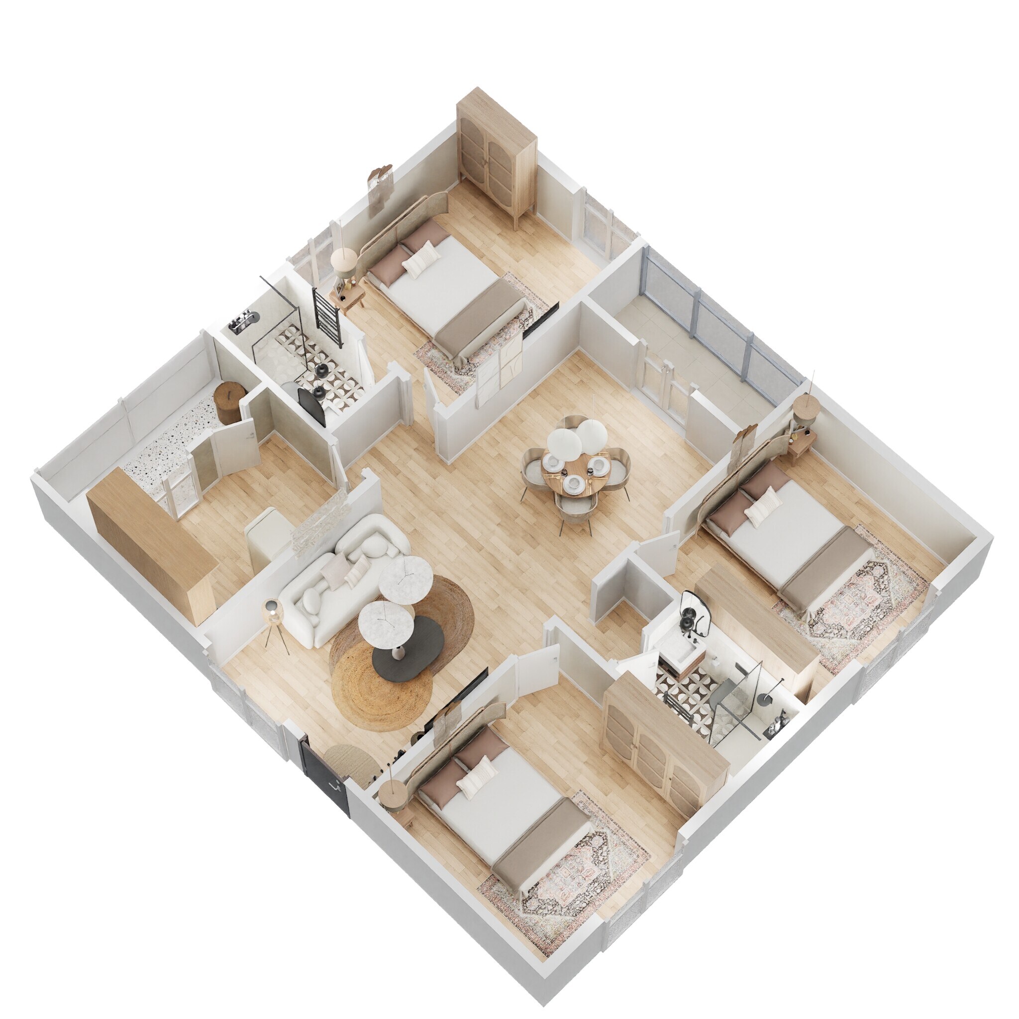 Floor plan of 3 BHK 1350 Sq. Ft. Apartment in Vaisakhi Sankalp West Winds, Vizag