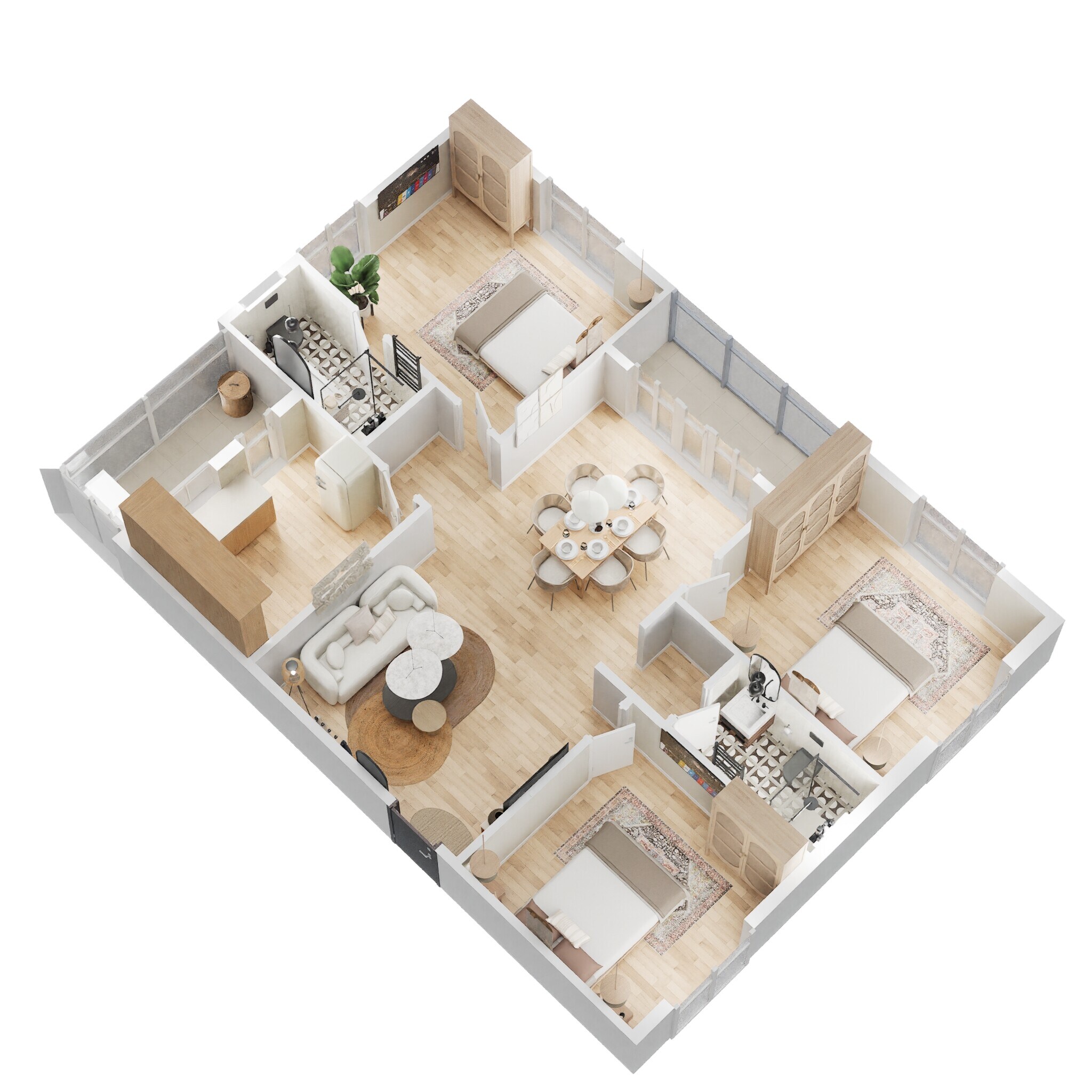 Floor plan of 3 BHK 1400 Sq. Ft. Apartment in Vaisakhi Sankalp West Winds, Vizag