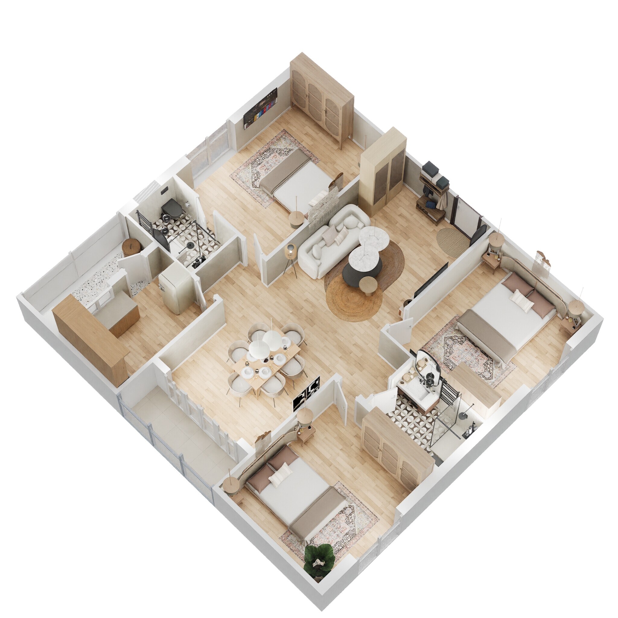 Floor plan of 3 BHK 1460 Sq. Ft. Apartment in Vaisakhi Sankalp West Winds, Vizag