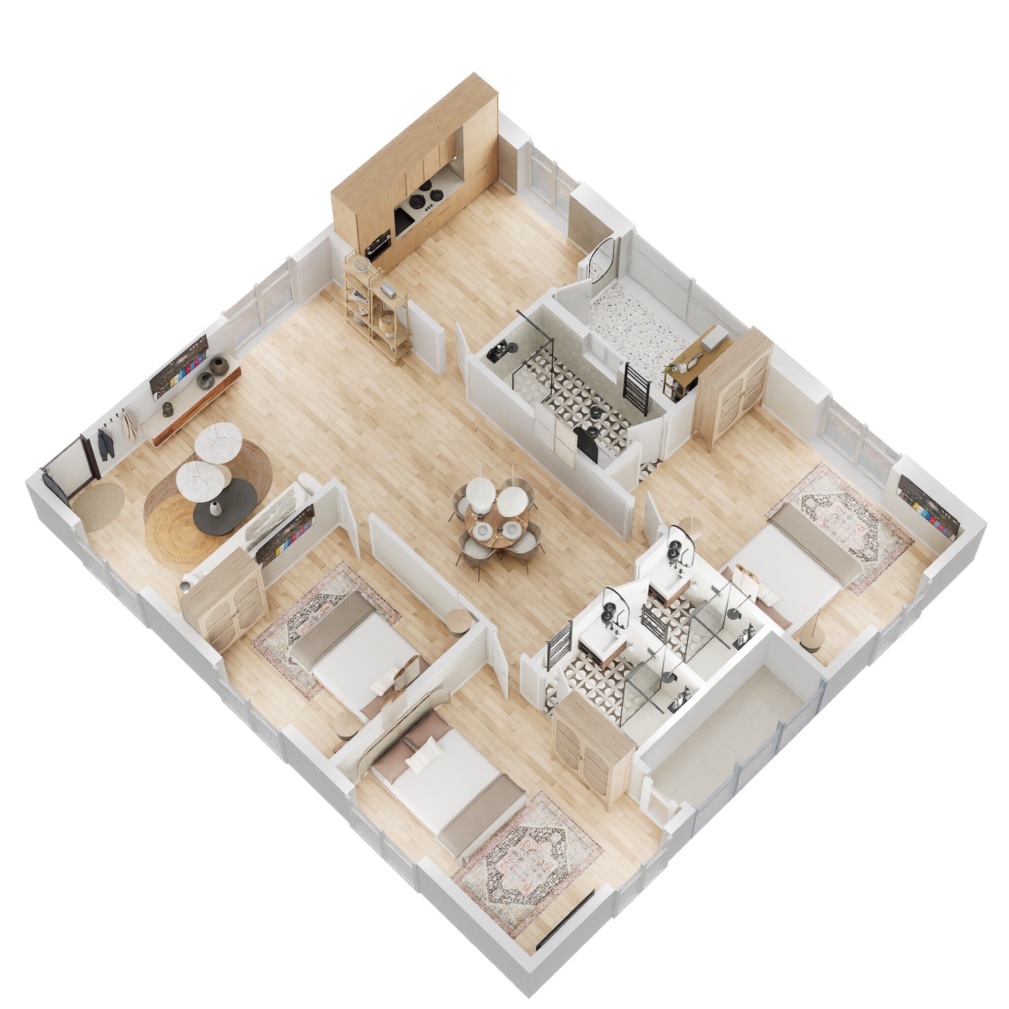 Floor plan of 3 BHK 1640 Sq. Ft. Apartment in Vaisakhi Sankalp West Winds, Vizag