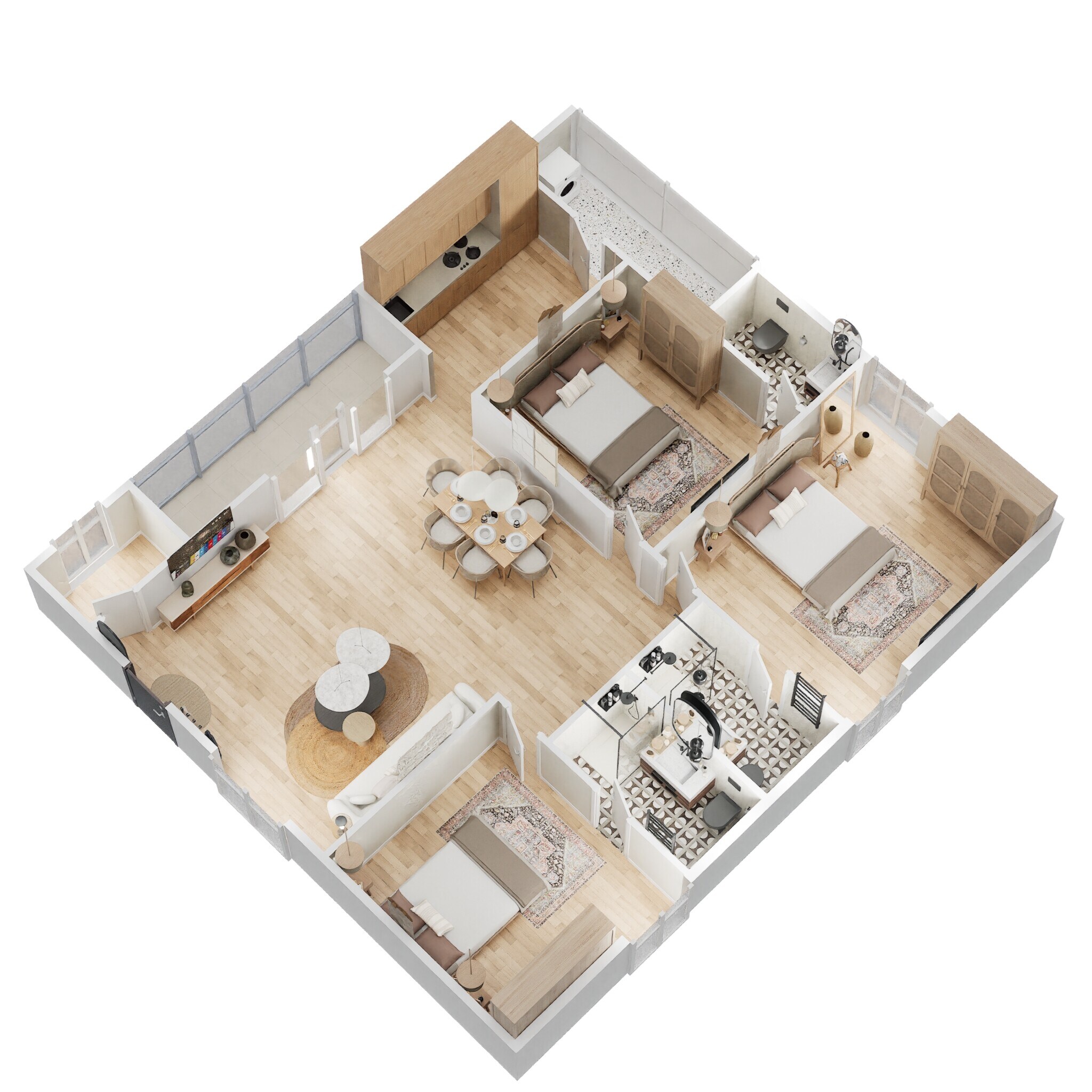 Floor plan of 3 BHK 1645 Sq. Ft. Apartment in Vaisakhi Sankalp West Winds, Vizag