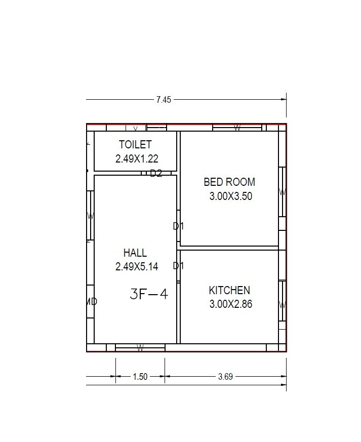 Floor plan of 2 BHK 945 Sq. Ft. Apartment in Varaha Pothalas and Vasanthavada Enclave, Vizag