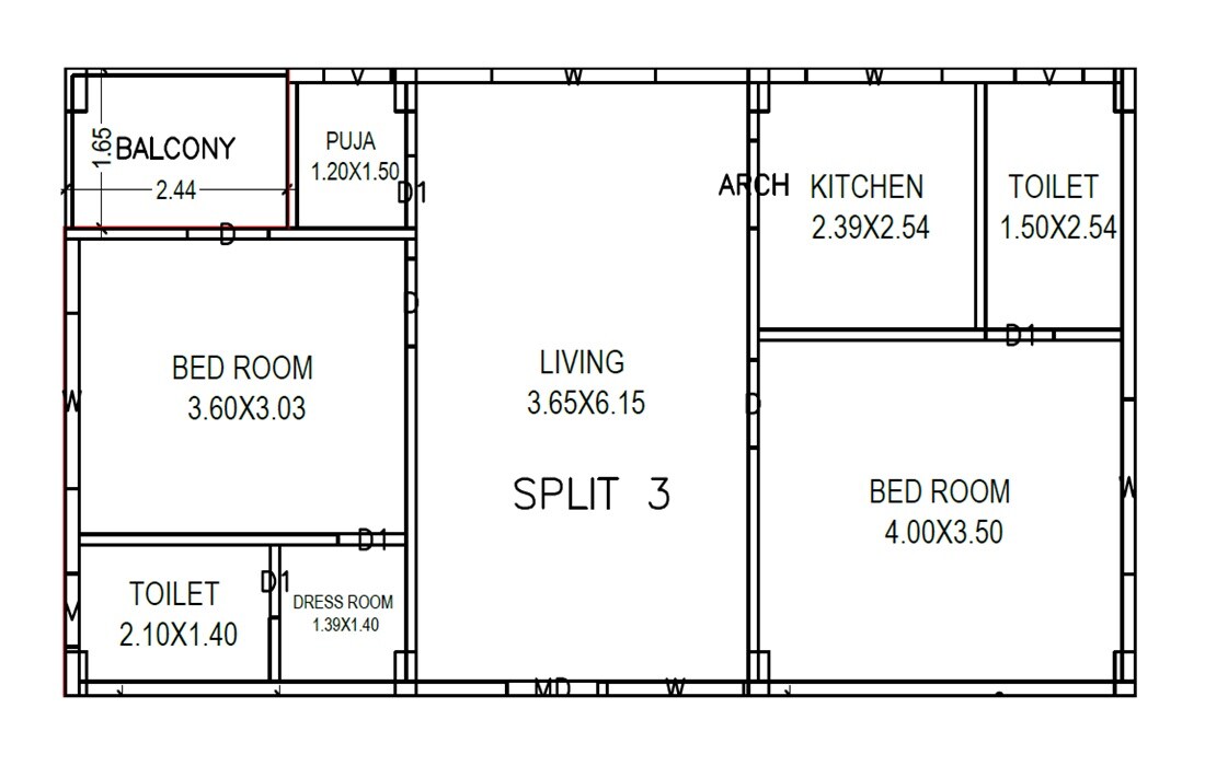Floor plan of 2 BHK 992 Sq. Ft. Apartment in Vasudeva Ananta, Vizag