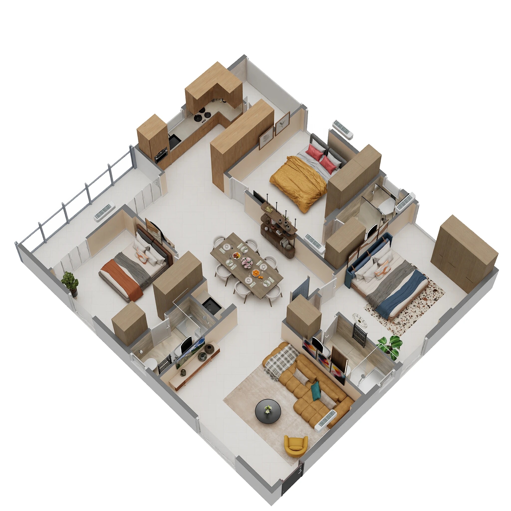 Floor plan of 3 BHK Apartment - 1730 sq. ft. in VK Aurora, Vizag