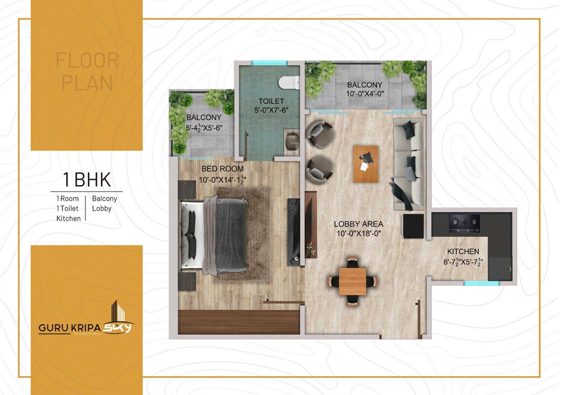1 BHK 712 Sq. Ft. Apartment