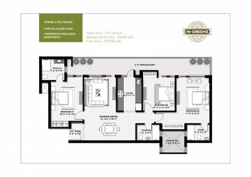  3 BHK Apartment at MRS Hi Greens, Kishanpura – for Rent