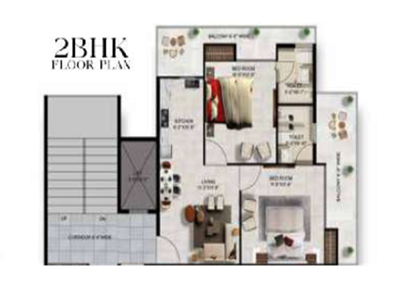 2 BHK 1050 Sq. Ft. Apartment